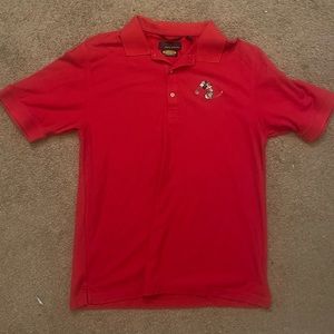 Greg Norman Polo Shirt Mens Large Red Mickey Mouse Golf Collared Lightweight